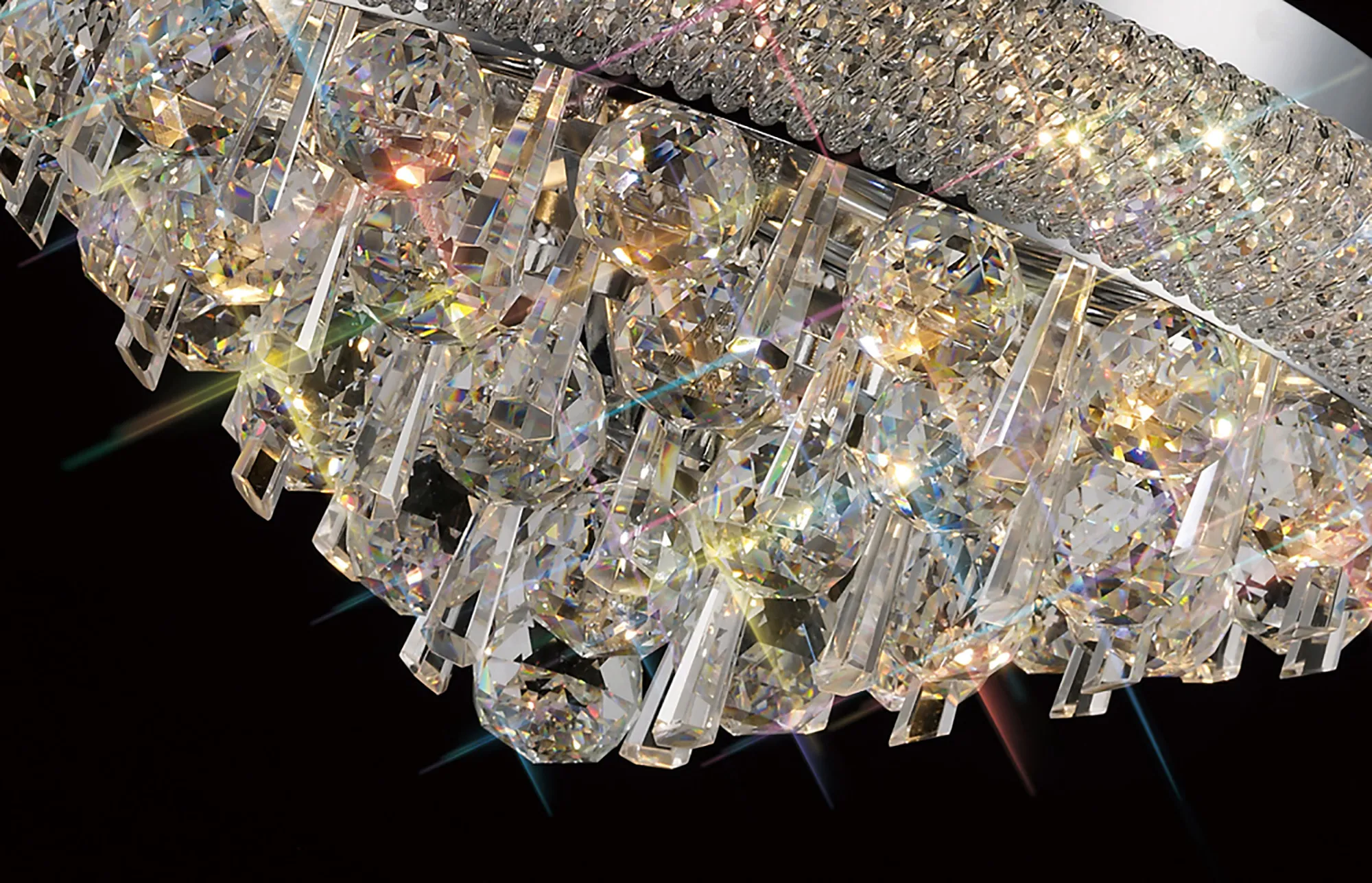 Alexandra Polished Chrome Crystal Ceiling Lights Diyas Flush Crystal Fittings